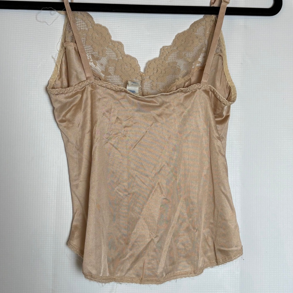 Vintage Lingerie Slip Skirt Top 3 pc Set Champagne Lace Trim Boudoir Loungewear - Picture 14 of 16